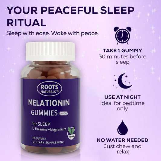 Roots Naturals™ Melatonin Gummies – 60 Vegan Gummies